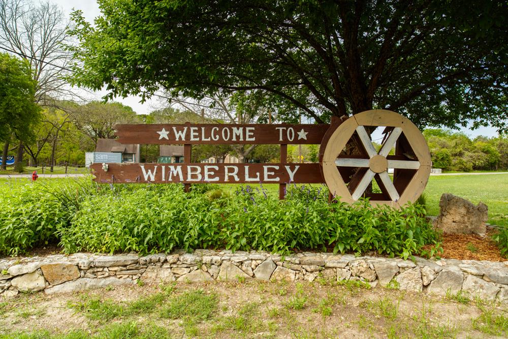 Wimberley, Texas welcome sign