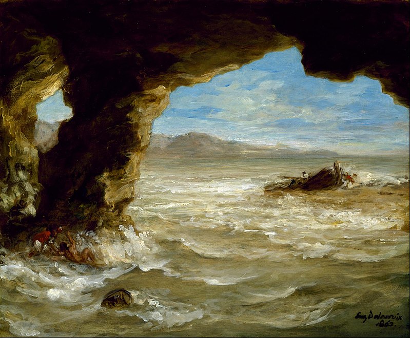 Eugène Delacroix-Shipwreck on the Coast