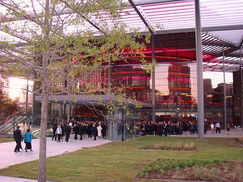 The exterior of the Winspear Opera House