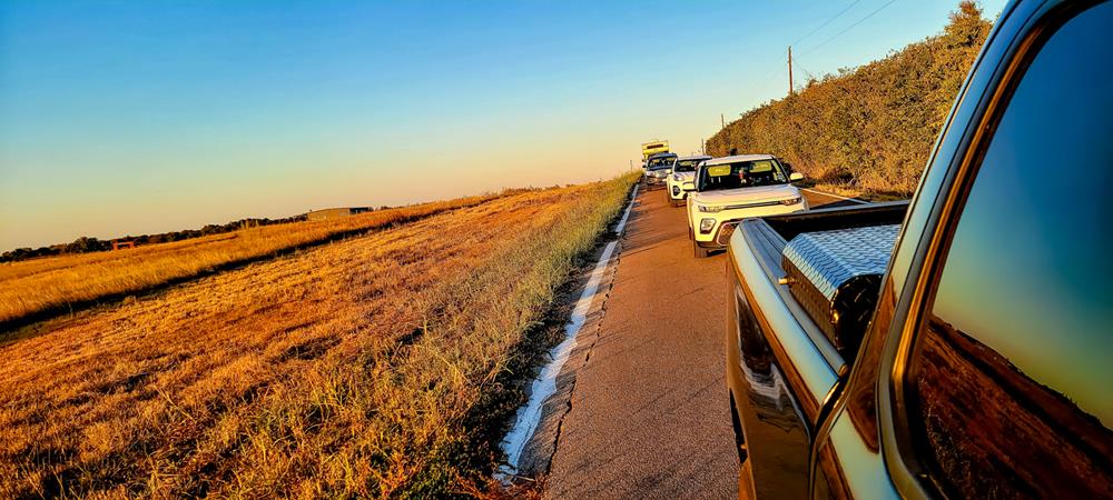 Pickup truck on a road trip