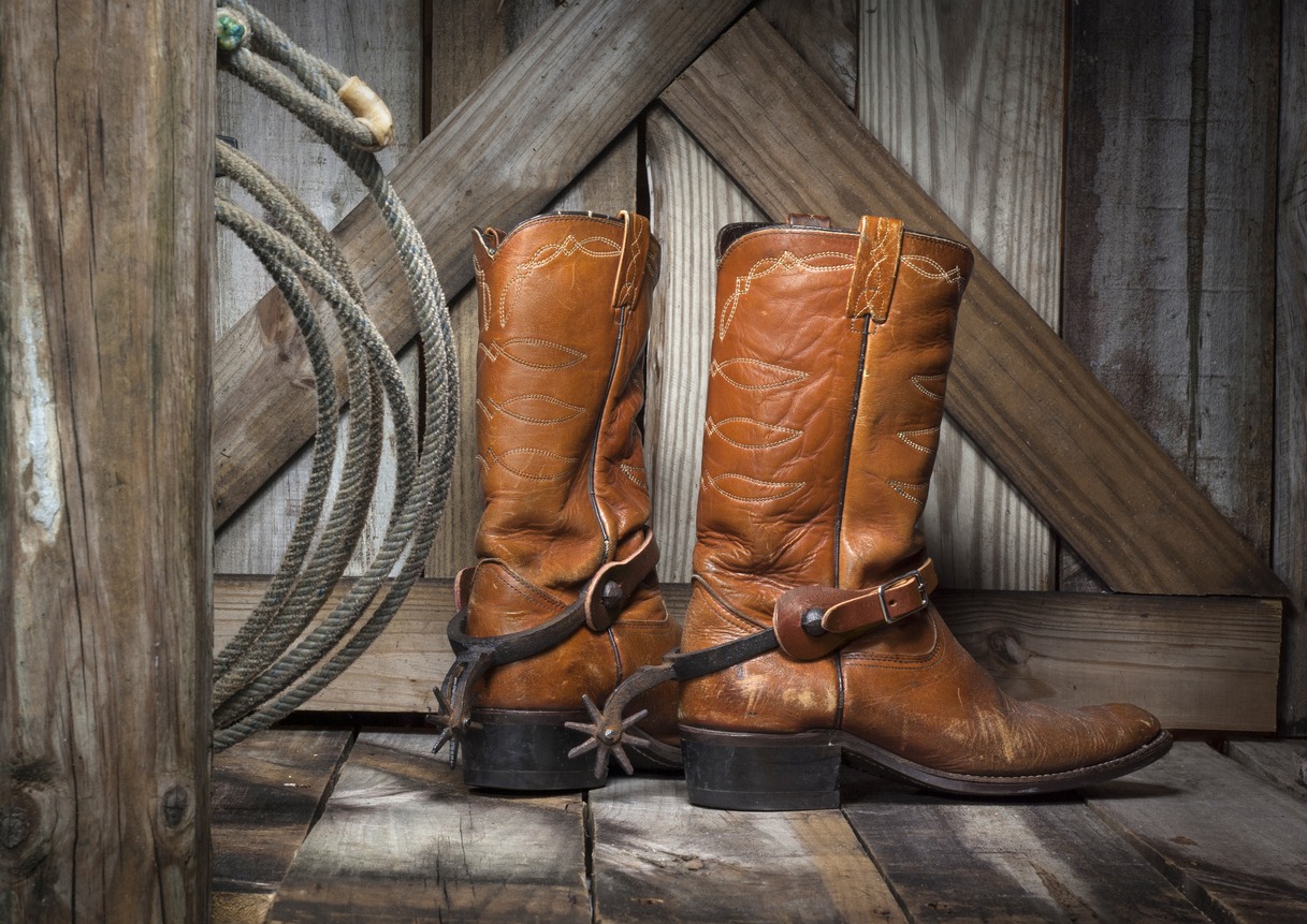 cowboy boots on a country porch