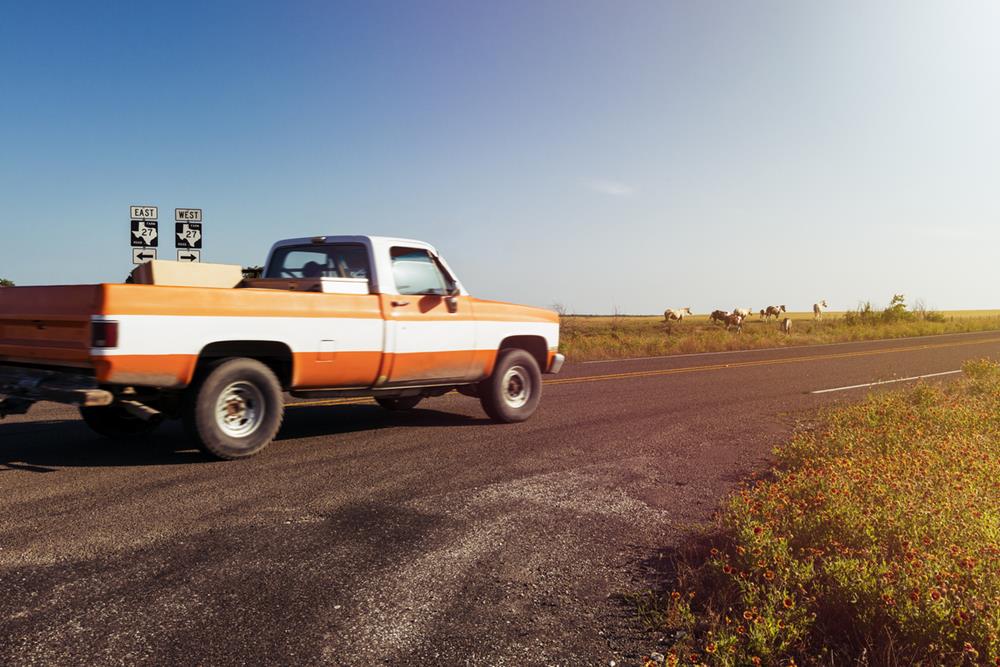 Pickup track on a ranch