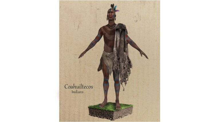 An image of an indigineous Coahuiltecan, according to the descriptions of Alonso de León