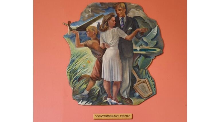 Lobby mural "Contemporary Youth" at the East Texas Oil Museum on the campus of Kilgore College in Kilgore, Texas